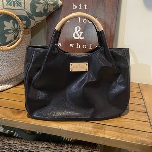 Kate Spade Shiny Black Bag with Nude Handles
